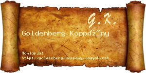 Goldenberg Koppány névjegykártya